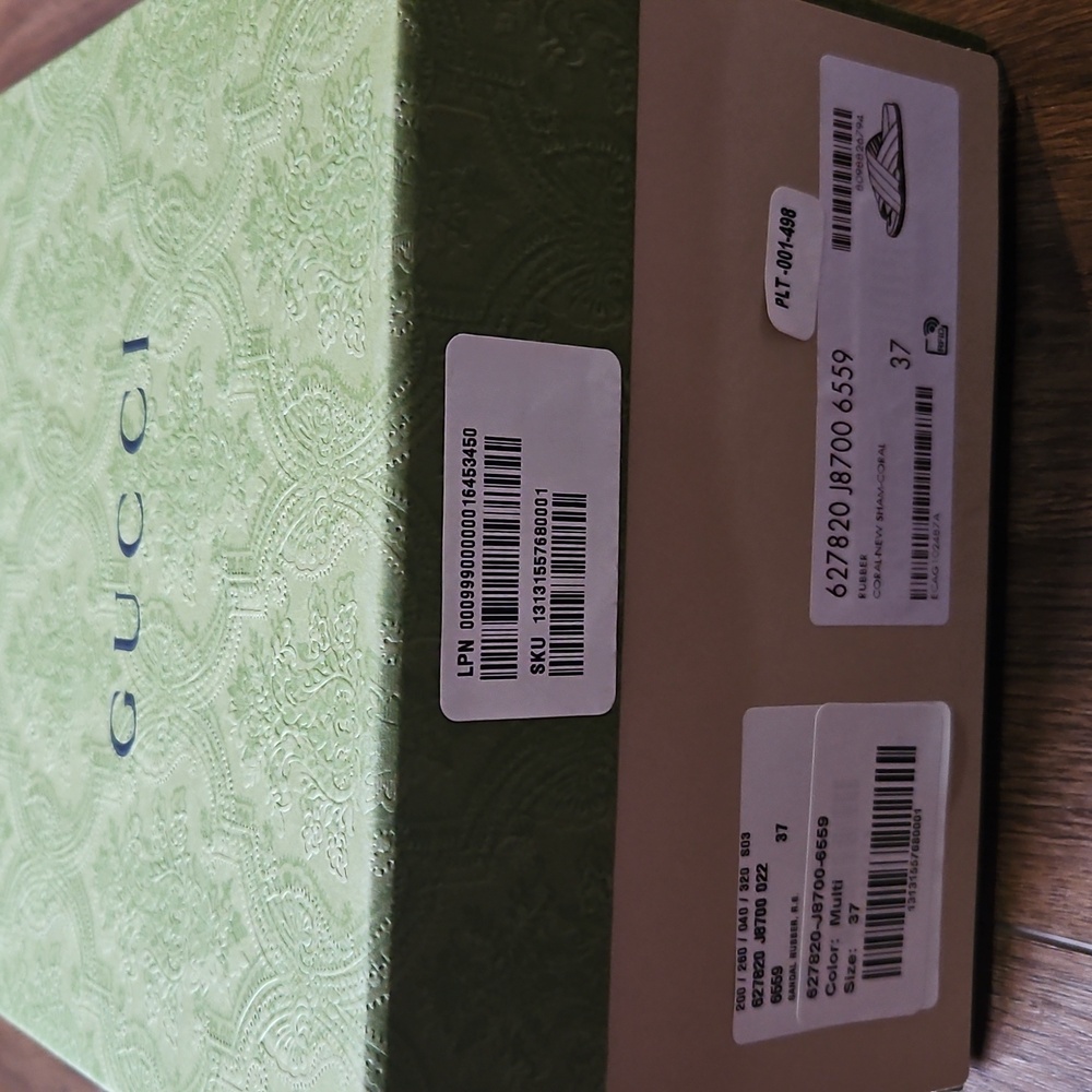 GUCCI WEB CROSSOVER RUBBER SANDAL RED/GREEN SIZE 37 - Picture 8 of 17